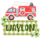 Firetruck Digital Design Gingham Name Plate Kids Children Shirt PNG Personalized Sub Trendy Rescue St. Patty's Clover Irish Green Patrick's