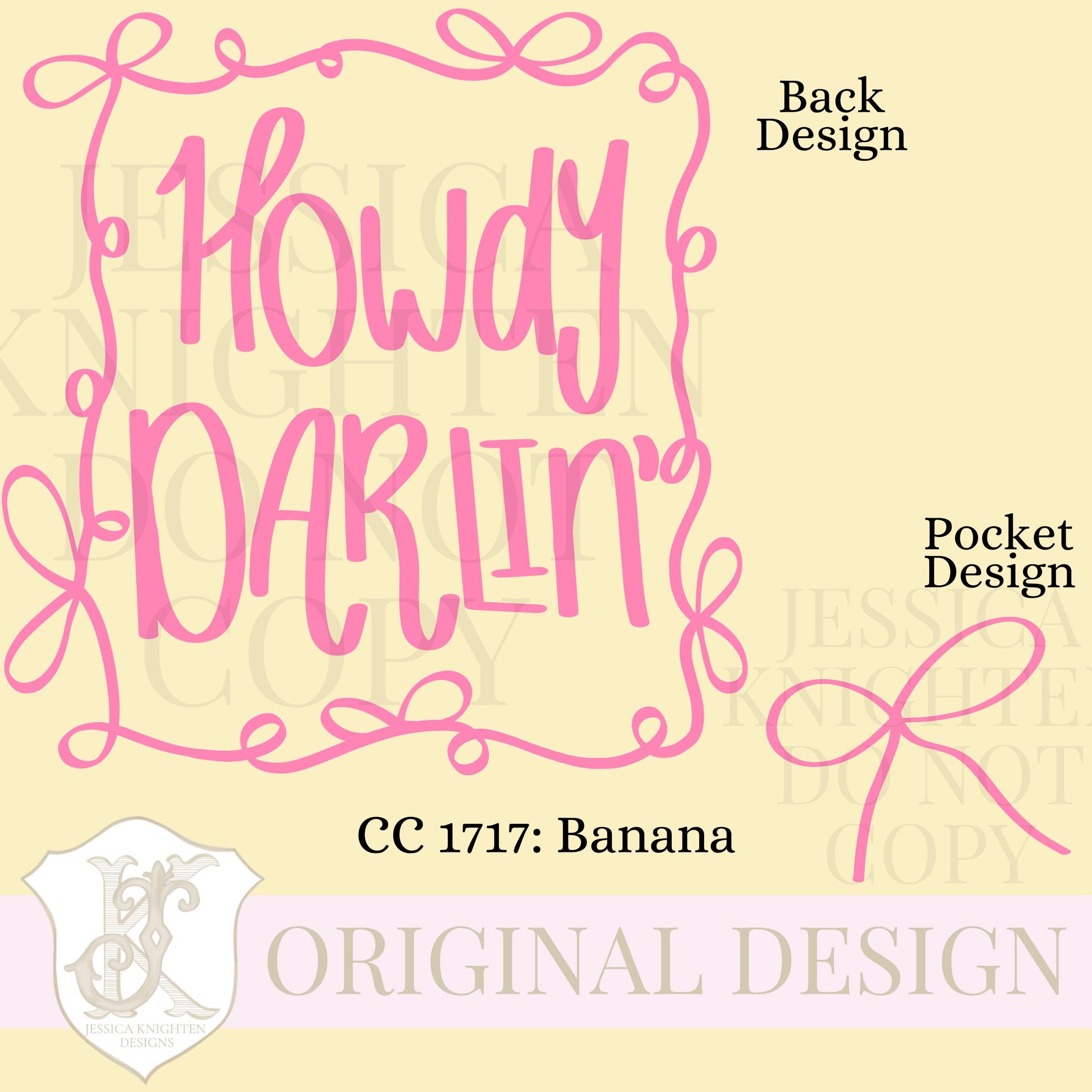 Everyday Howdy Darlin PNG Digital Design Girly Swirly Trendy Pocket and Back Files Kid Design Women Pink Preppy Bow Coquette Prep Gingham