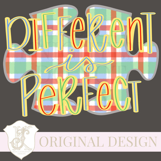Autism Awareness PNG Different is Perfect Trendy Preppy April Advocate Special Education Beautiful Sublimation DTF Puzzle Piece Teacher