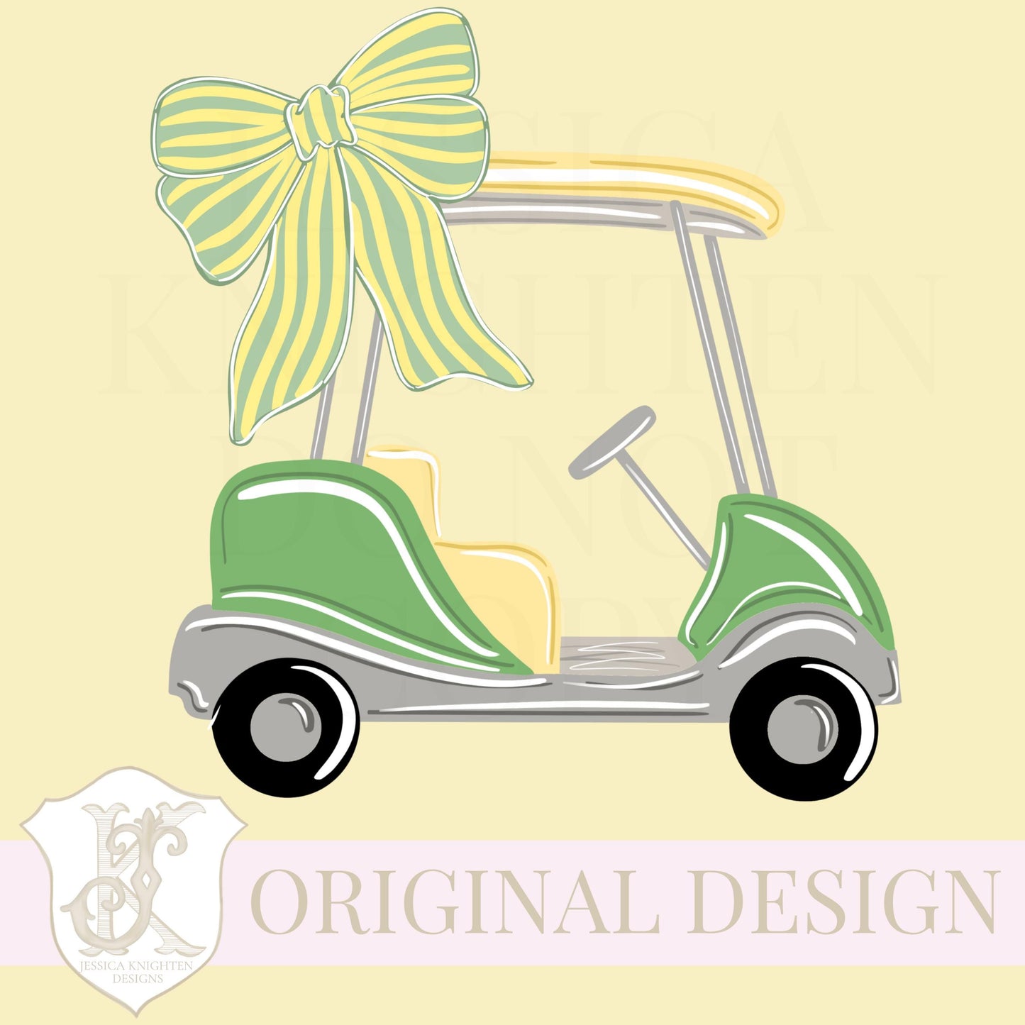 Cart Club Swirly Golf Girly Golfer Design PNG Preppy Bow Coquette Trendy Golfing Sublimation DTF File Stripe Ball Clubs Country Club
