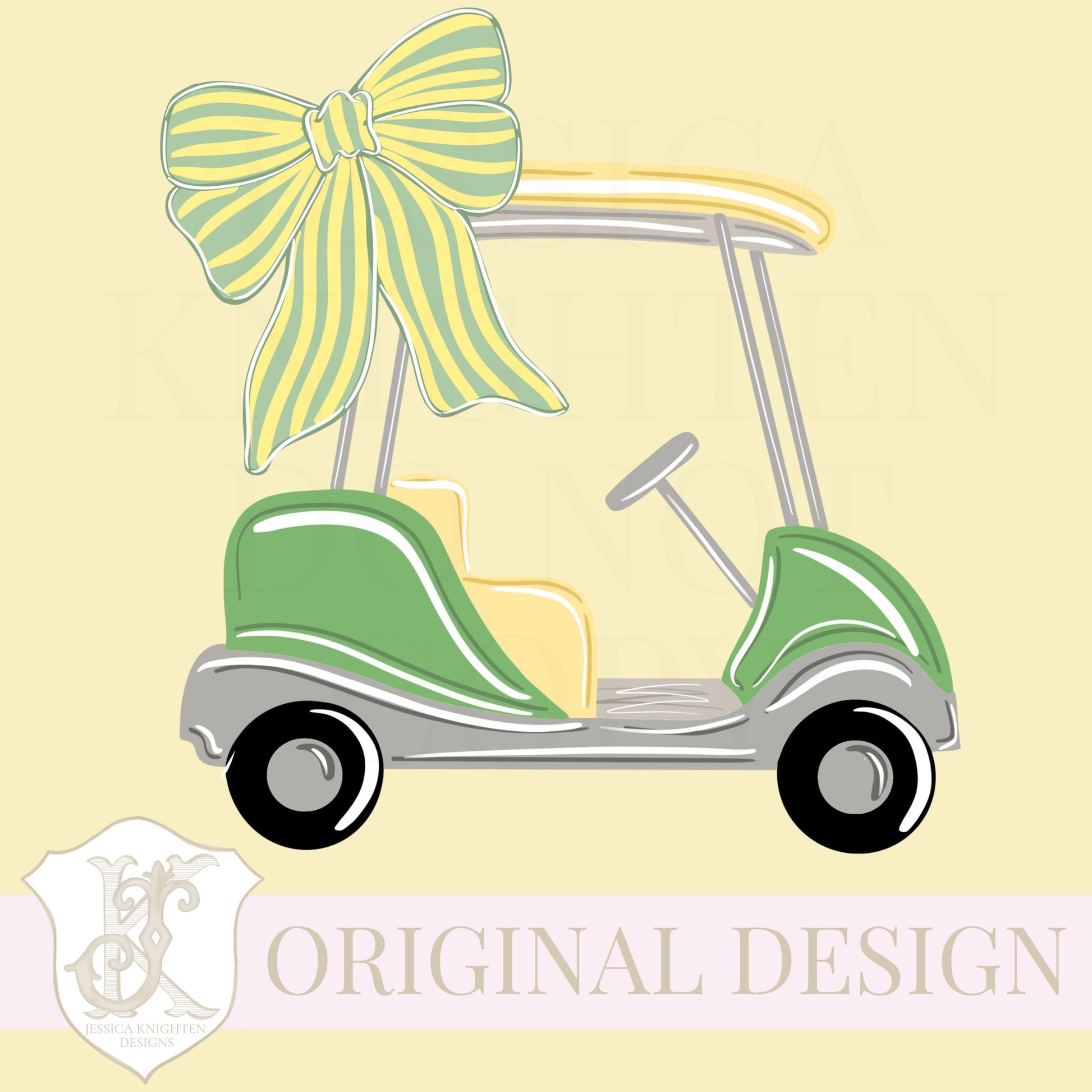 Cart Club Swirly Golf Girly Golfer Design PNG Preppy Bow Coquette Trendy Golfing Sublimation DTF File Stripe Ball Clubs Country Club