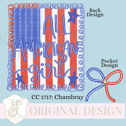 All American Girl Flag Bows Coquette PNG Sublimation DTF Trendy Red White Blue Front Back Design USA Independence Fourth of July Memorial