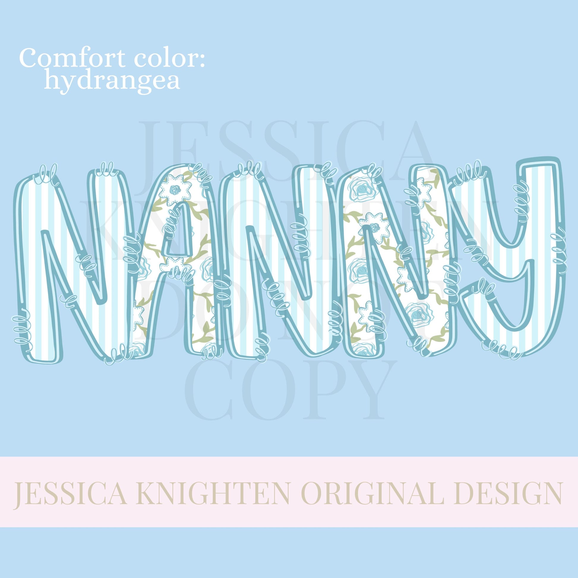 Nanny Mothers Day PNG grandmother sublimation dtf hand drawn digital download mom mama mother mommy floral coastal blue grandmillenial