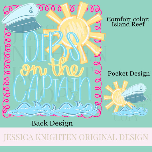Dibs on the Captain PNG Digital Design Girly Swirly Trendy Pocket and Back Files Kid Design Women Pink Preppy Bow Coquette Print Pontoon
