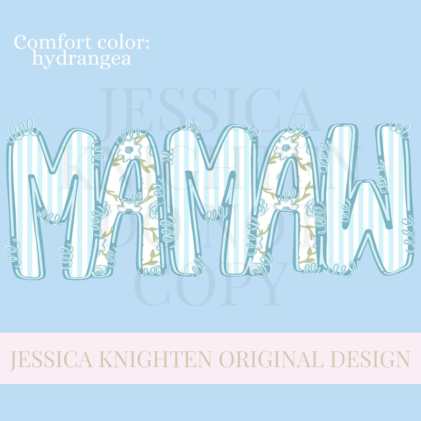 Mamaw Mothers Day PNG grandmother sublimation dtf hand drawn digital download mom mama mother mommy floral coastal blue grandmillenial