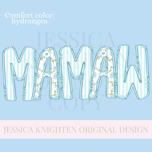 Mamaw Mothers Day PNG grandmother sublimation dtf hand drawn digital download mom mama mother mommy floral coastal blue grandmillenial