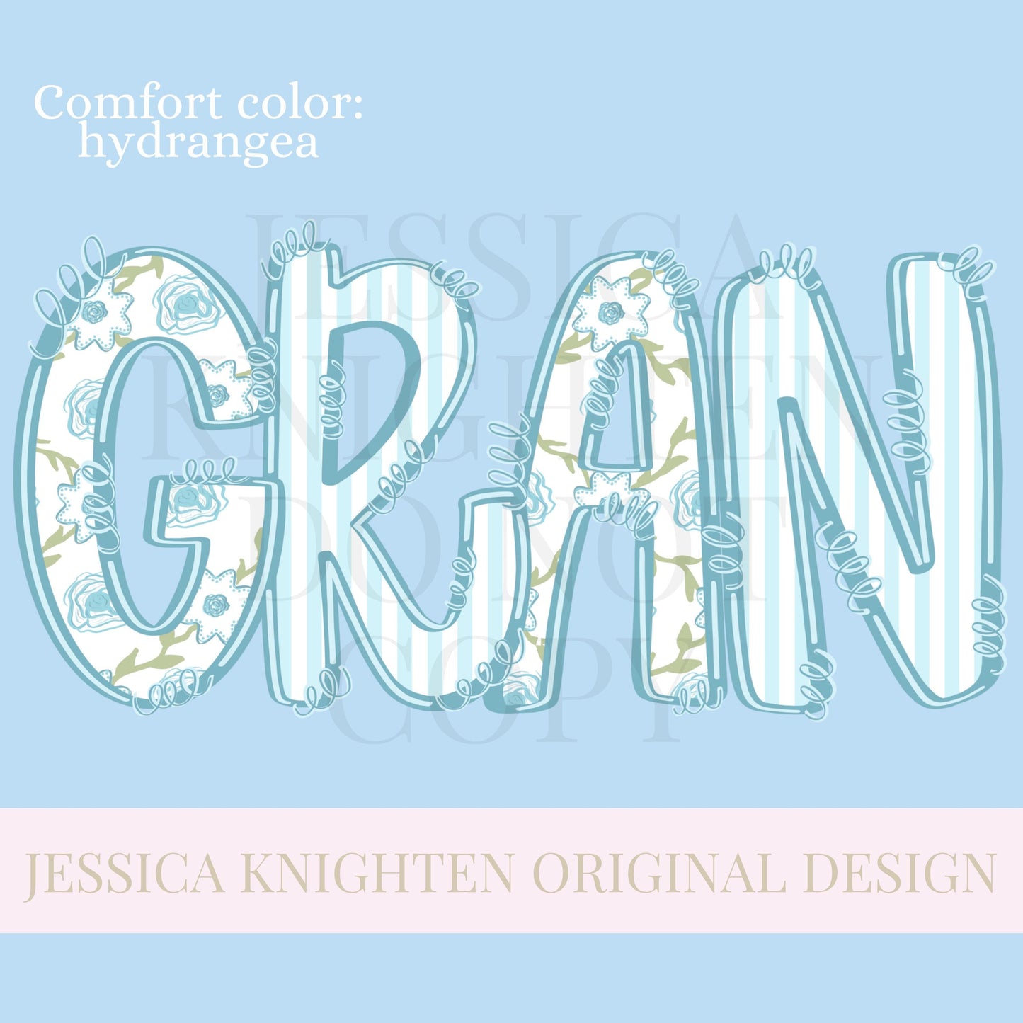 Gran Mothers Day PNG grandmother sublimation dtf hand drawn digital download mom mama mother mommy floral coastal blue grandmillenial