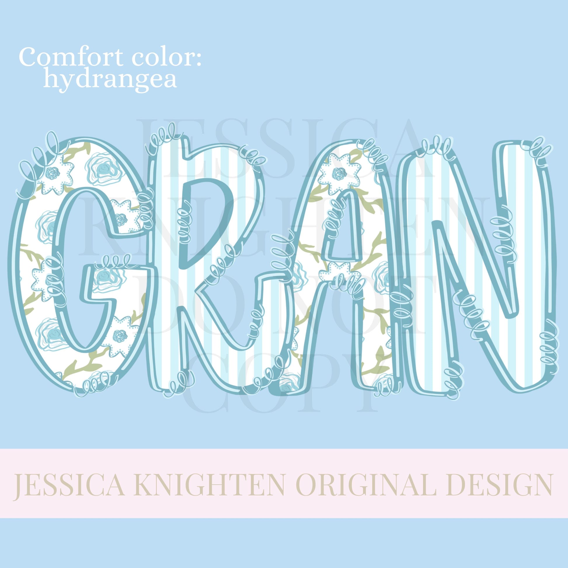 Gran Mothers Day PNG grandmother sublimation dtf hand drawn digital download mom mama mother mommy floral coastal blue grandmillenial