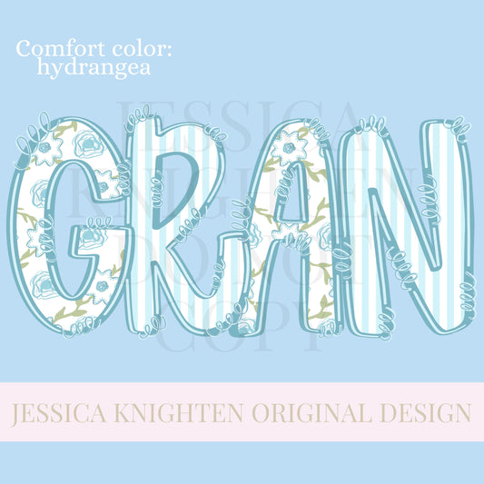Gran Mothers Day PNG grandmother sublimation dtf hand drawn digital download mom mama mother mommy floral coastal blue grandmillenial