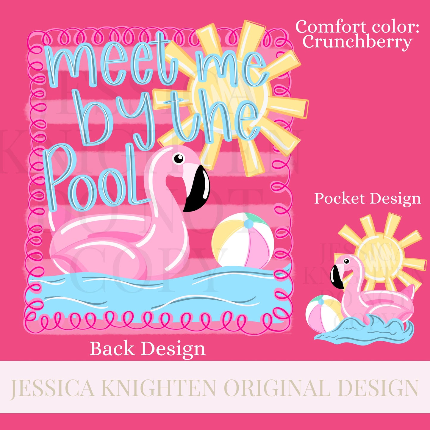 Meet me by the pool PNG Digital Design Girly Swirly Trendy Pocket and Back Files Kid Design Women Pink Preppy Prep Print Flamingo Float swim