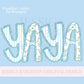 YaYa Mothers Day PNG grandmother sublimation dtf hand drawn digital download mom mama mother mommy floral coastal blue grandmillenial