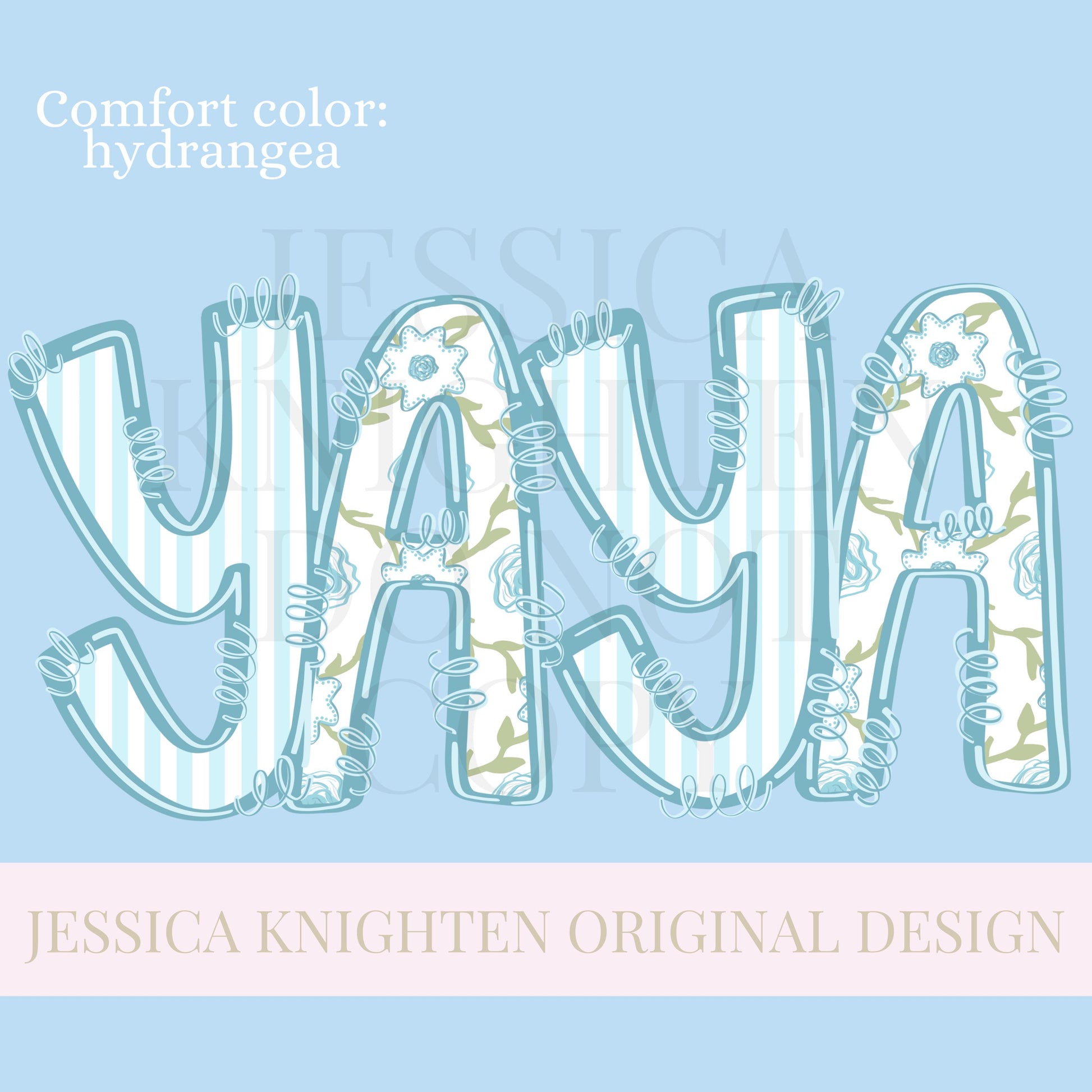 YaYa Mothers Day PNG grandmother sublimation dtf hand drawn digital download mom mama mother mommy floral coastal blue grandmillenial