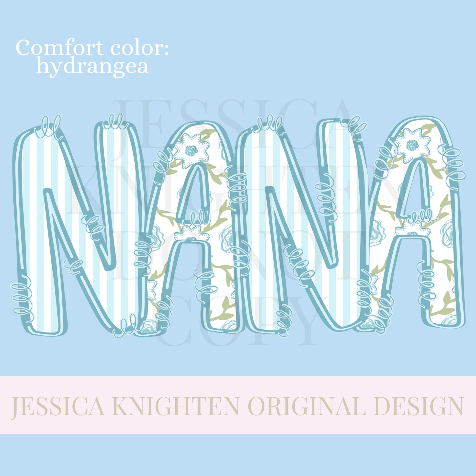 Nana Mothers Day PNG grandmother sublimation dtf hand drawn digital download mom mama mother mommy floral coastal blue grandmillenial