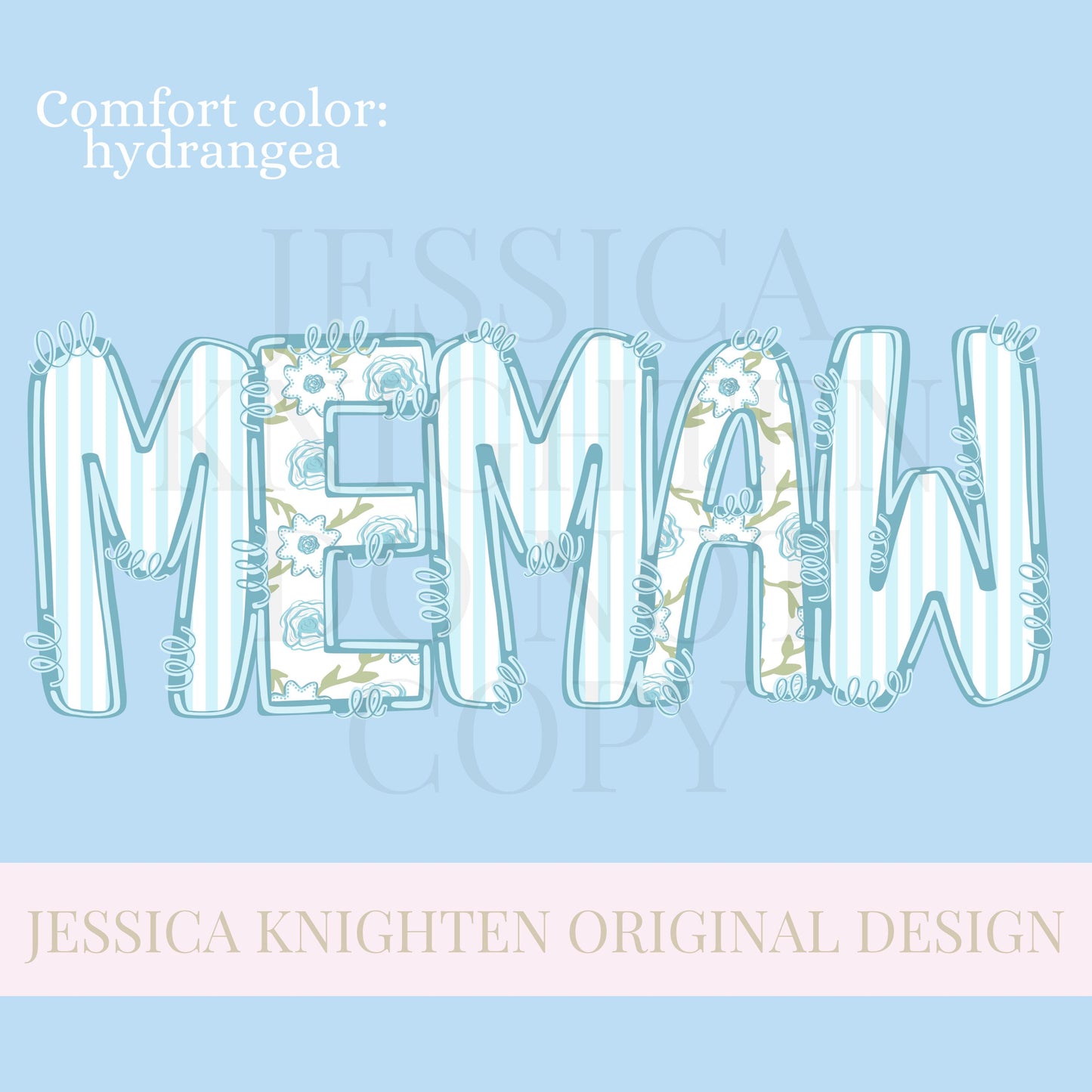 Memaw Mothers Day PNG grandmother sublimation dtf hand drawn digital download mom mama mother mommy floral coastal blue grandmillenial