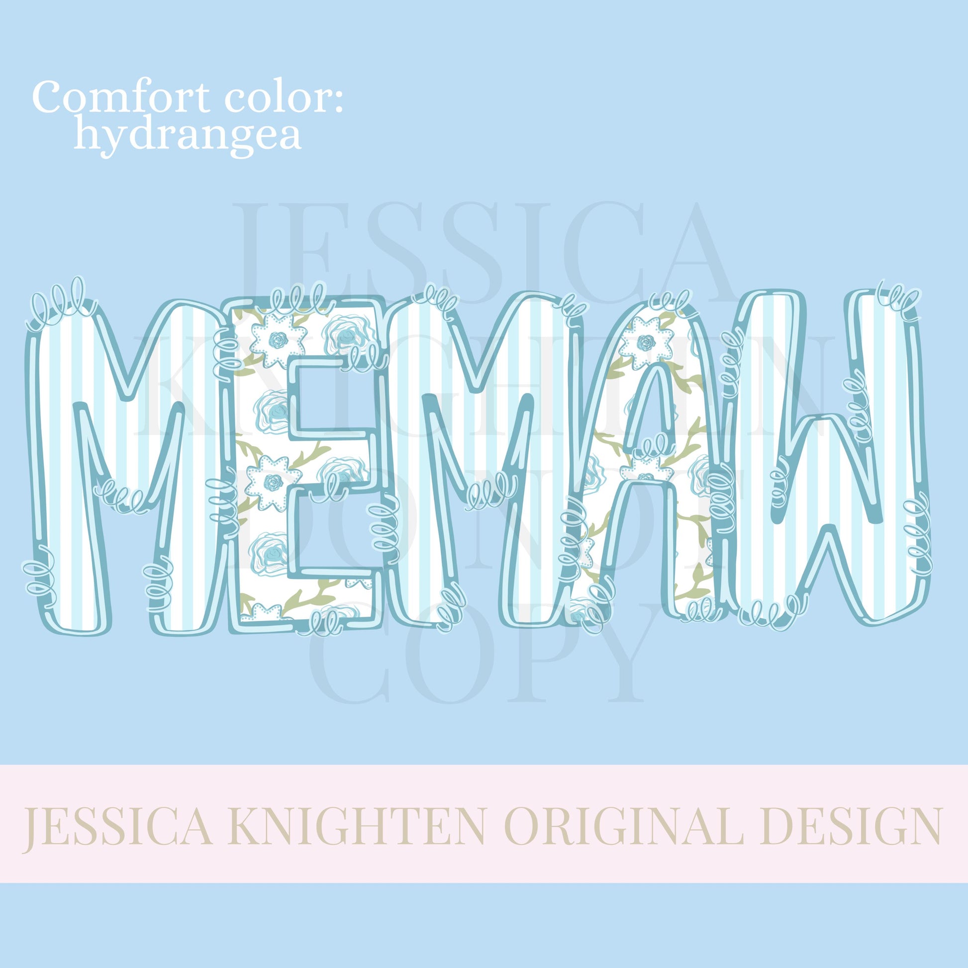 Memaw Mothers Day PNG grandmother sublimation dtf hand drawn digital download mom mama mother mommy floral coastal blue grandmillenial