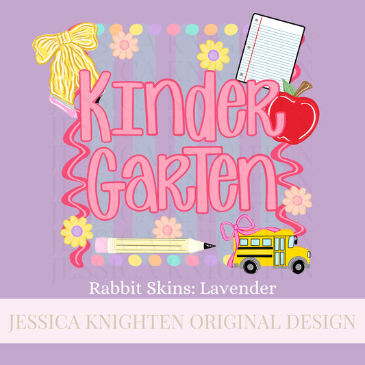Kindergarten PNG Digital Design Girly Swirly Trendy Back to School Files Kid Design Pink Preppy Prep School End Beginning Pencil Teach Learn