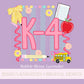 K-4 PNG Digital Design Girly Swirly Trendy Back to School Files Kid Design Pink Preppy Prep School End Beginning Pencil Teach Learn