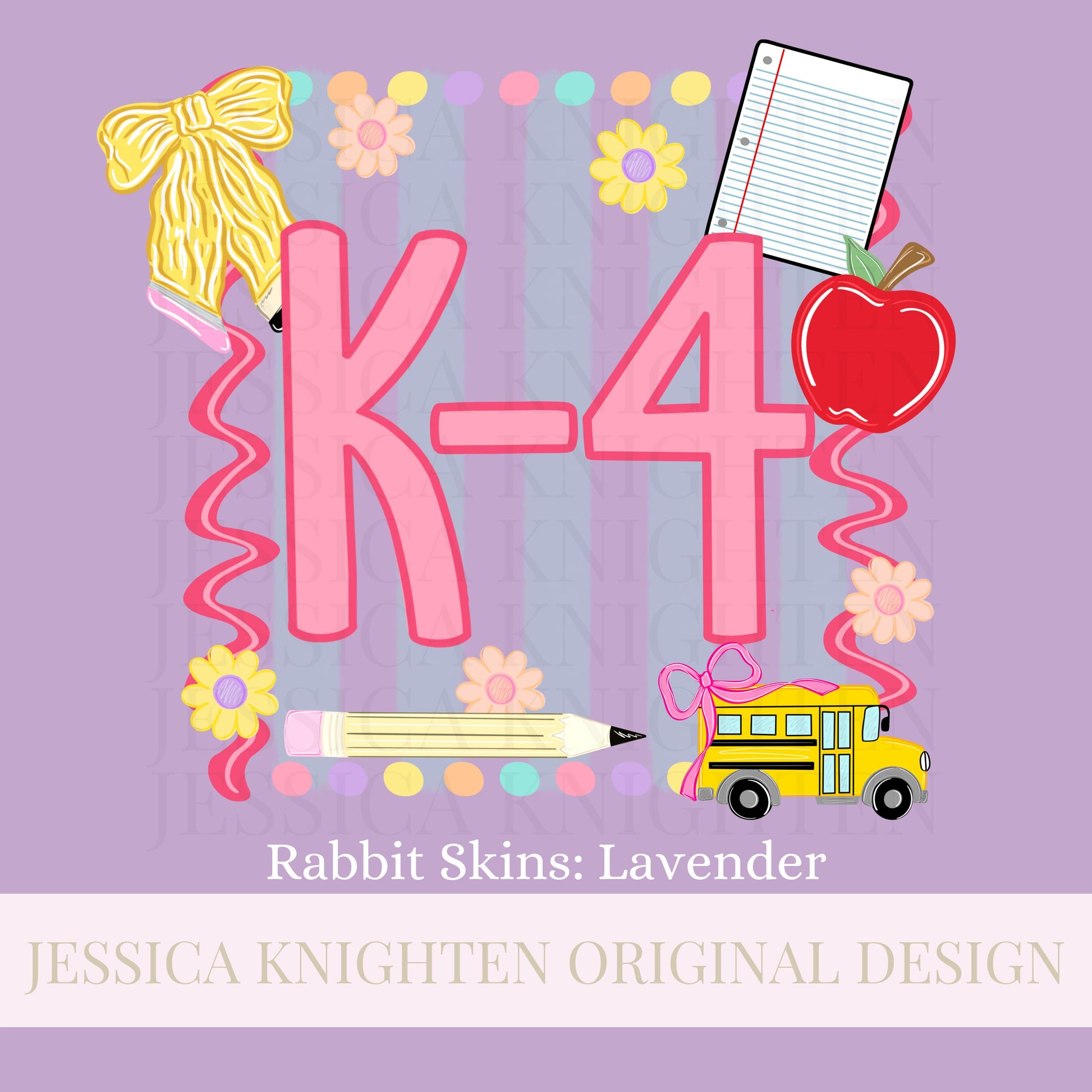 K-4 PNG Digital Design Girly Swirly Trendy Back to School Files Kid Design Pink Preppy Prep School End Beginning Pencil Teach Learn