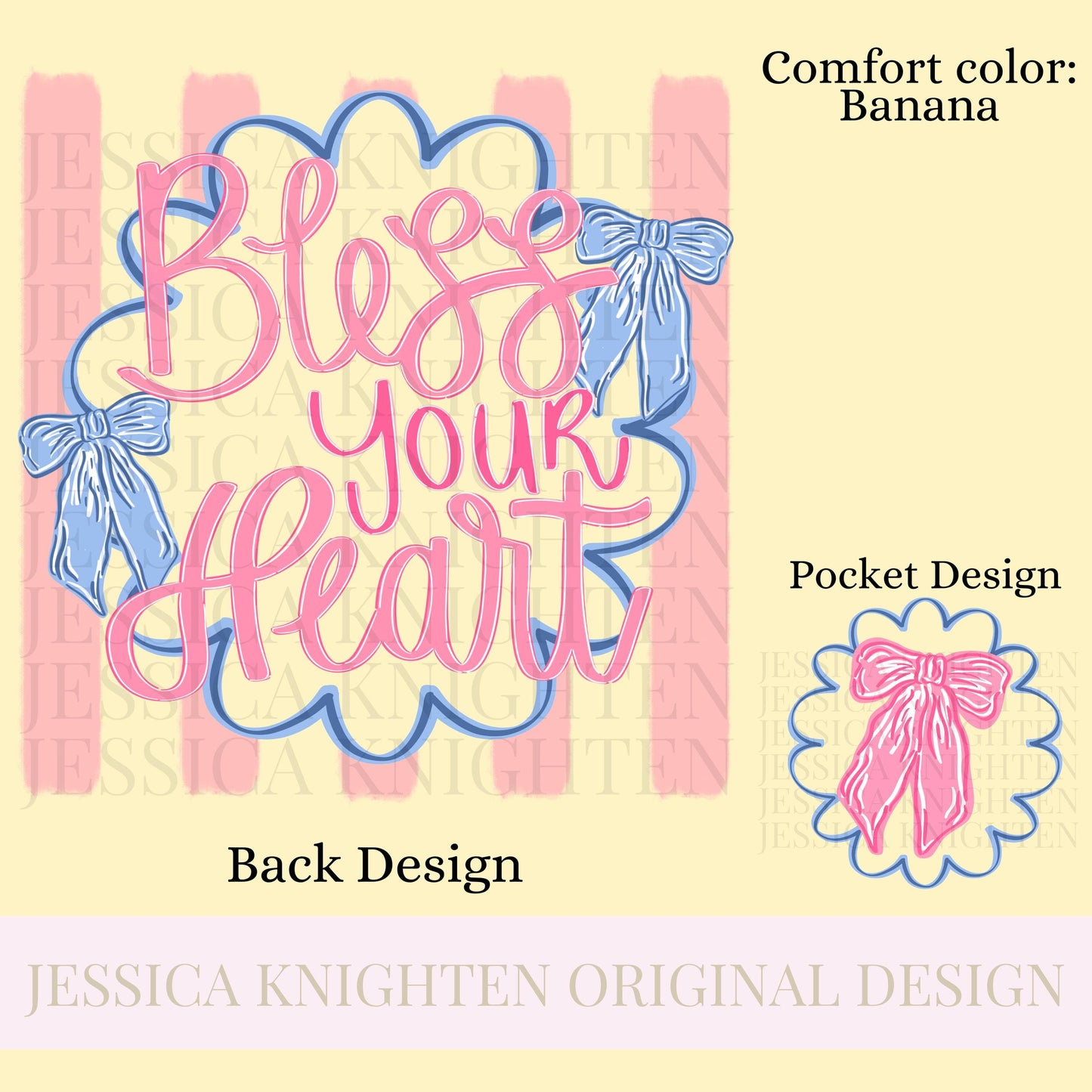 Everyday Bless your Heart PNG Digital Design Girly Swirly Trendy Pocket and Back Files Kid Design Women Pink Preppy Prep Bow Coquette Stripe