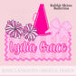 Name Block Cheer PNG Digital Design Girly Trendy Files Kid Design Children Pink Preppy Bow Coquette Prep Print Sun Stripe Summer Sport