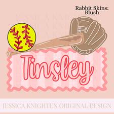 Name Block Softball PNG Digital Design Girly Trendy Files Kid Design Children Pink Preppy Bow Coquette Prep Print Sun Stripe Summer Sport