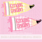 Kindergarten PNG Digital Design Girly Swirly Trendy Back to School Files Kid Design Pink Preppy Prep School End Beginning Pencil Teach Learn