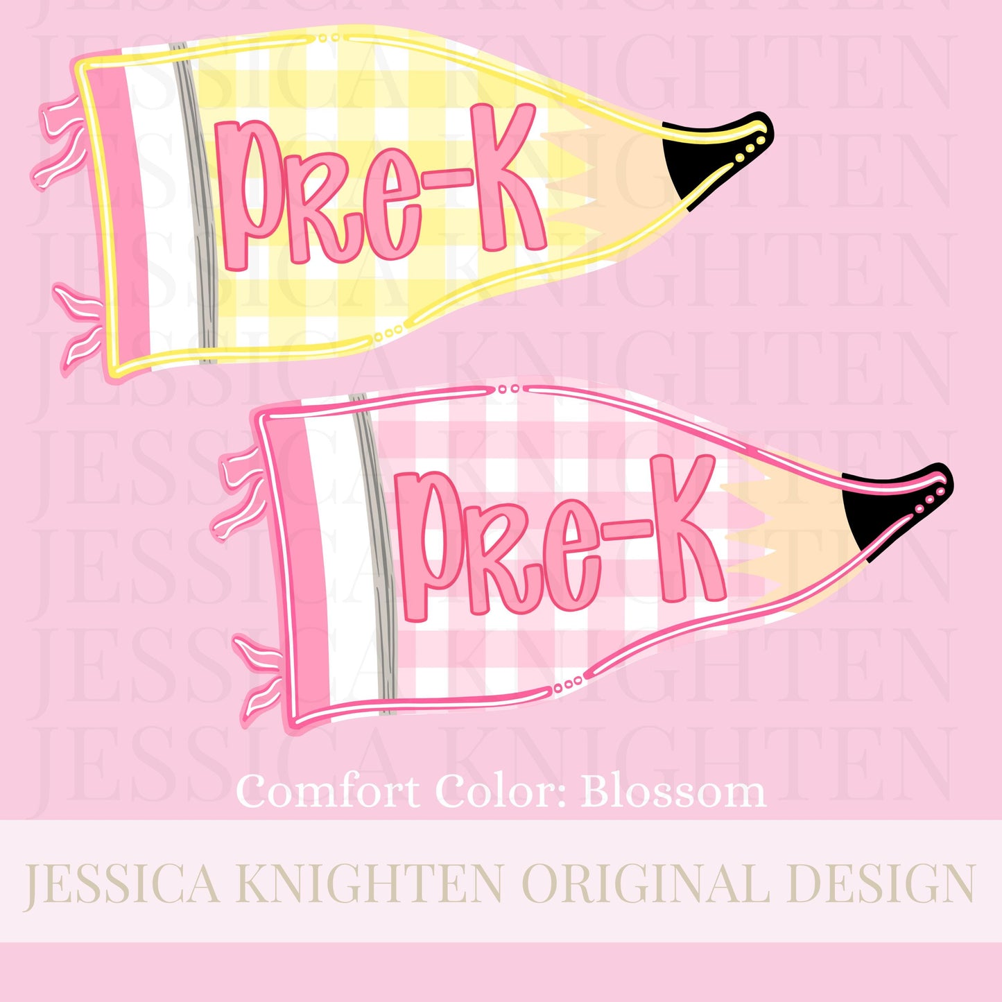 Pre-K PNG Digital Design Girly Swirly Trendy Back to School Files Kid Design Pink Preppy Prep School End Beginning Pencil Teach Learn