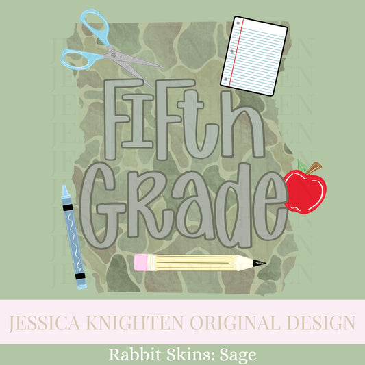 Fifth Grade PNG Digital Design Trendy Kid Design Preppy Prep School End Beginning Pencil Camo Boy Education First Day of Last Day of Dude