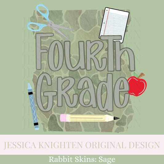 Fourth Grade PNG Digital Design Trendy Kid Design Preppy Prep School End Beginning Pencil Camo Boy Education First Day of Last Day Dude
