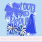 Cheer Hand Drawn Sublimation PNG Digital File Trendy Preppy Bow Coquette Girly Blue Cheerleader Pom Poms Megaphone Swirly Loud and Proud