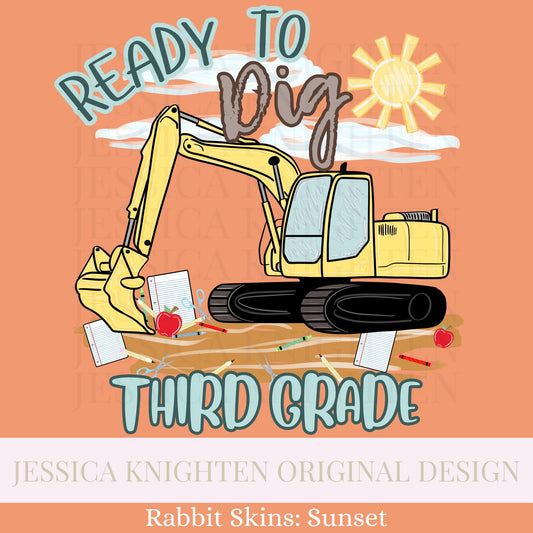 Third Grade PNG Digital Design Trendy Kid Design Preppy Prep School End Beginning Pencil Excavator Boy Education First Day of Last Day Dude