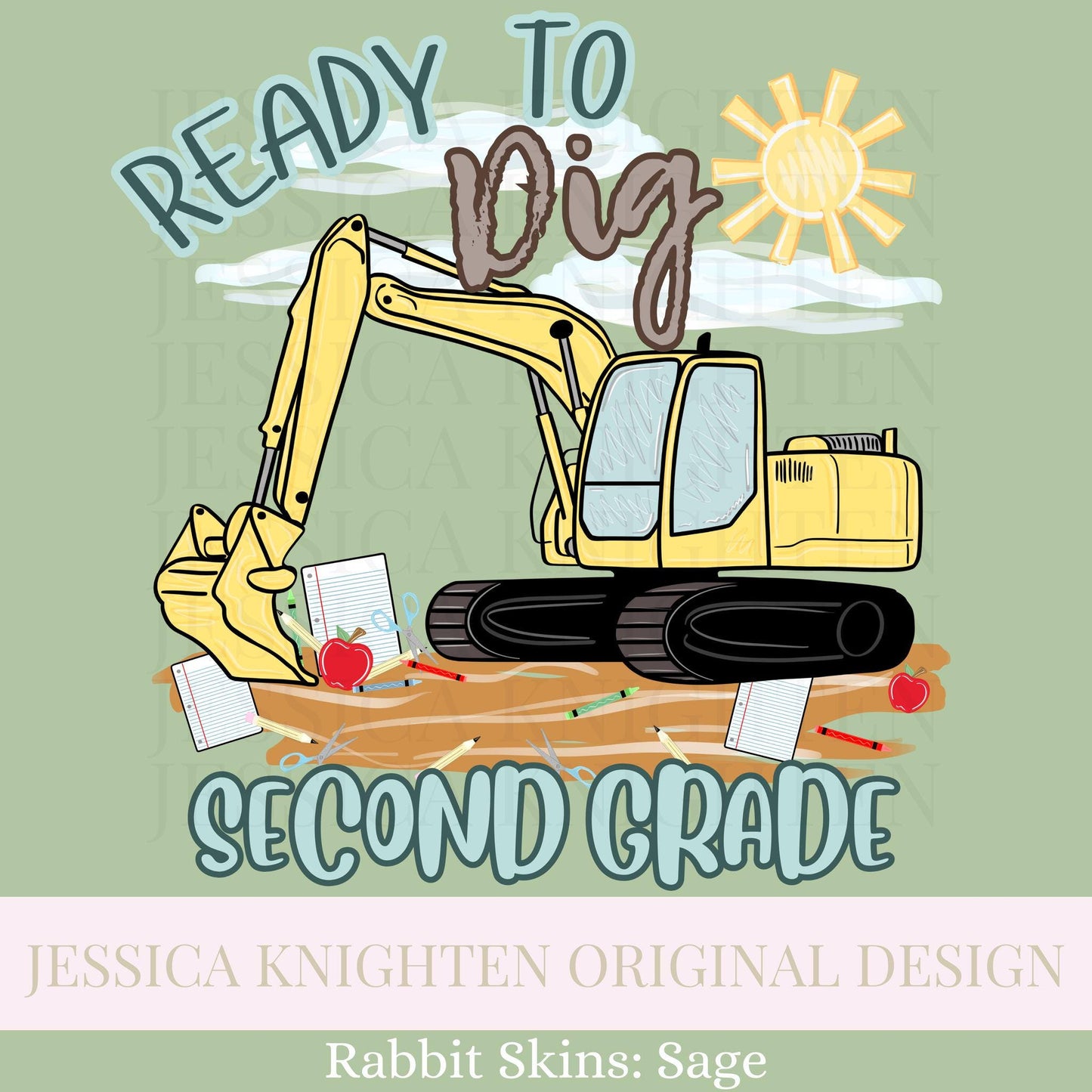 Second Grade PNG Digital Design Trendy Kid Design Preppy Prep School End Beginning Pencil Excavator Boy Education First Day of Last Day Dude