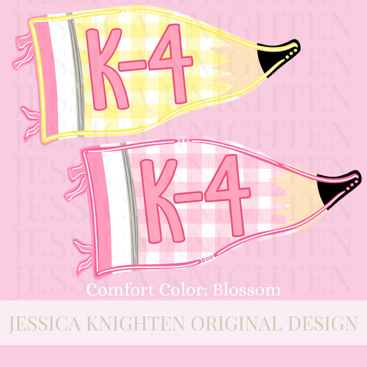 K-4 PNG Digital Design Girly Swirly Trendy Back to School Files Kid Design Pink Preppy Prep School End Beginning Pencil Teach Learn