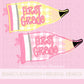 First Grade PNG Digital Design Girly Swirly Trendy Back to School Files Kid Design Pink Preppy Prep School End Beginning Pencil Teach Learn