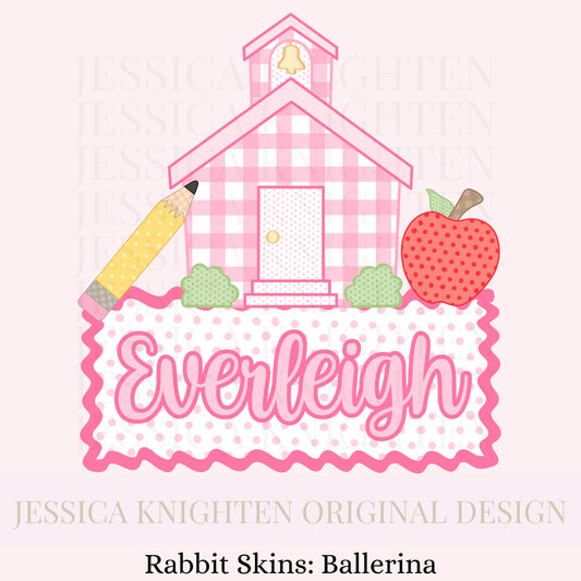 Name Block School PNG Digital Design Trendy File Kid Design Children Prep Education First Day of Pencil Girly Plate Ric Rac Swiss Dot Back