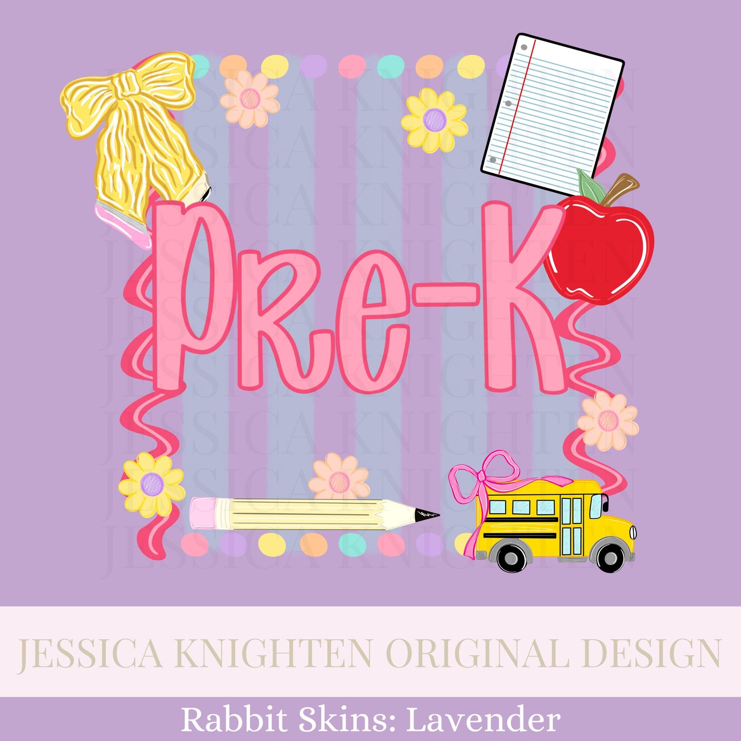 PreK PNG Digital Design Girly Swirly Trendy Back to School Files Kid Design Pink Preppy Prep School End Beginning Pencil Teach Learn