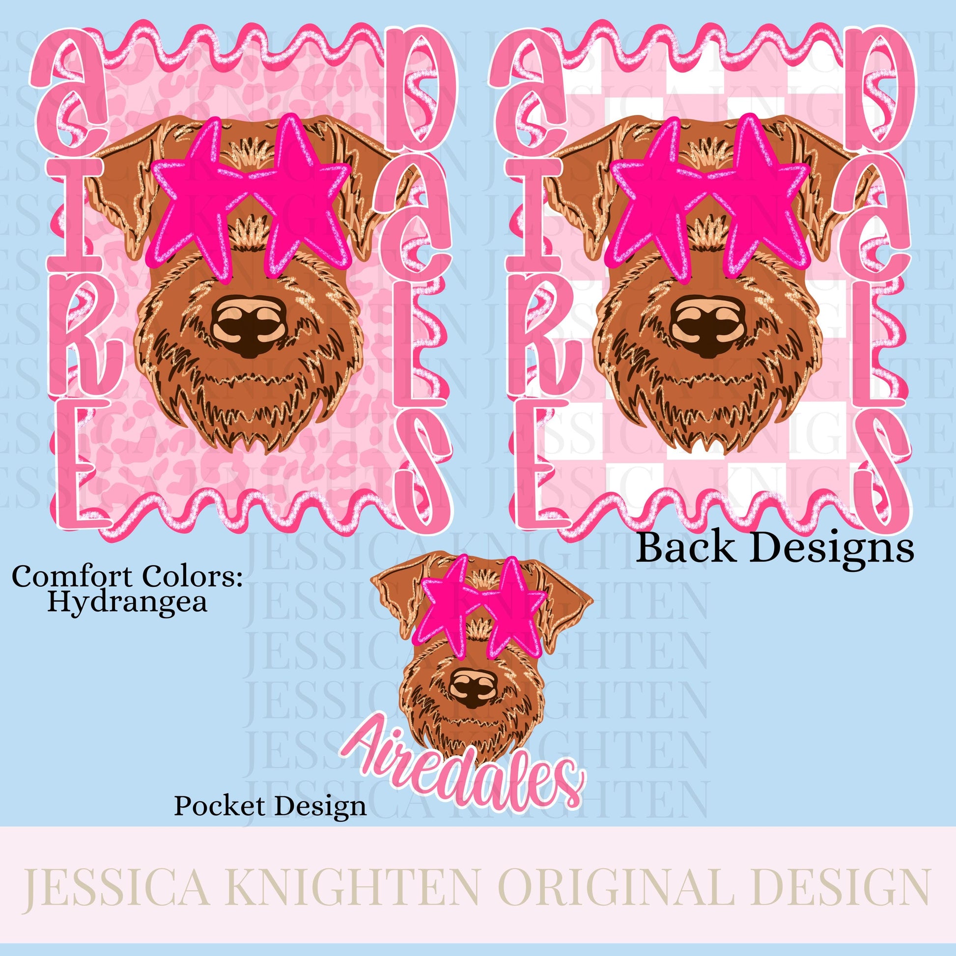 Airedales Preppy Team PNG Transparent Digital Design Football Pink Trendy Mascot Glitter Checkered Cheetah Popular Pocket Back Spirit School