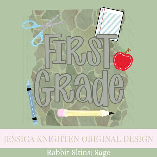 First Grade PNG Digital Design Trendy Kid Design Preppy Prep School End Beginning Pencil Camo Boy Education First Day of Last Day of Dude
