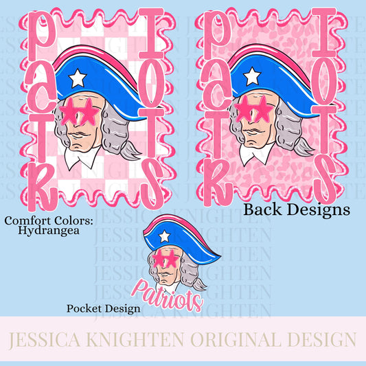 Patriots Preppy Team PNG Transparent Digital Football Pink Trendy Mascot Glitter Checkered Cheetah Popular Pocket Back Spirit School