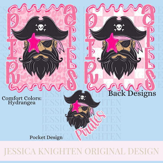 Pirates Preppy Team PNG Transparent Digital Football Pink Trendy Mascot Glitter Checkered Cheetah Popular Pocket Back Spirit School
