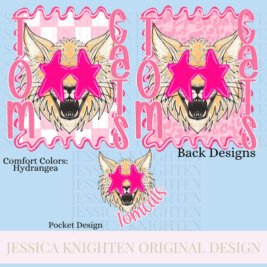 Tomcats Preppy Team PNG Transparent Digital Football Pink Trendy Mascot Glitter Checkered Cheetah Popular Pocket Back Spirit School