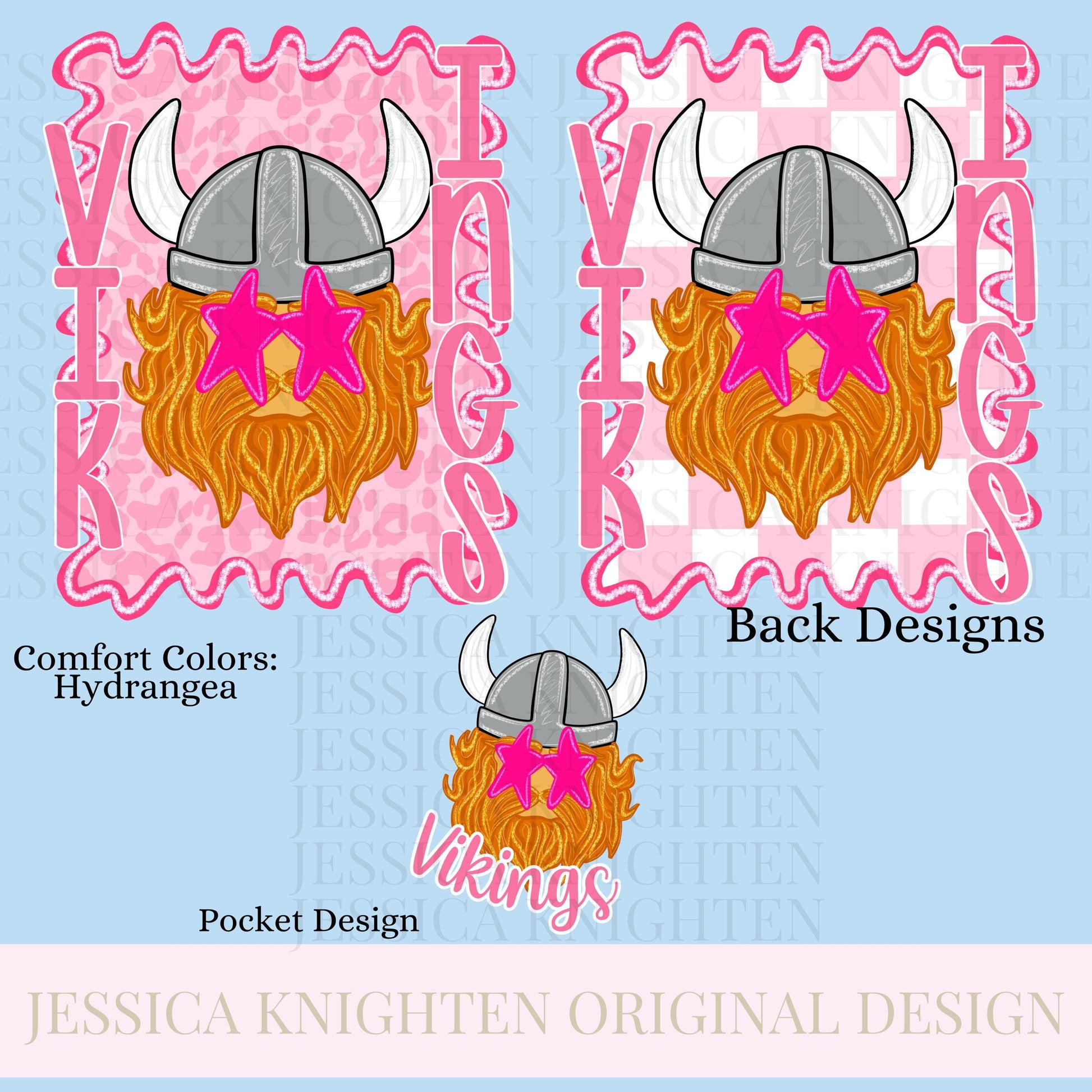 Vikings Preppy Team PNG Transparent Digital Football Pink Trendy Mascot Glitter Checkered Cheetah Popular Pocket Back Spirit School