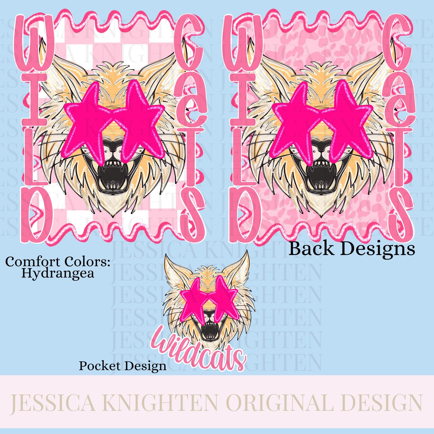 Wildcats Preppy Team PNG Transparent Digital Football Pink Trendy Mascot Glitter Checkered Cheetah Popular Pocket Back Spirit School