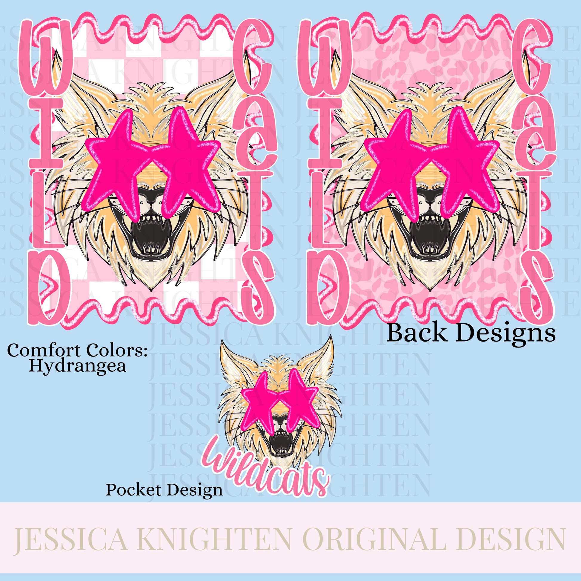 Wildcats Preppy Team PNG Transparent Digital Football Pink Trendy Mascot Glitter Checkered Cheetah Popular Pocket Back Spirit School