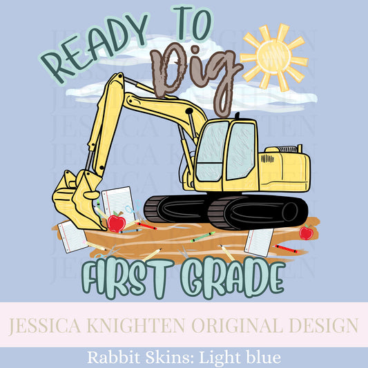 First Grade PNG Digital Design Trendy Kid Design Preppy Prep School End Beginning Pencil Excavator Boy Education First Day of Last Day Dude