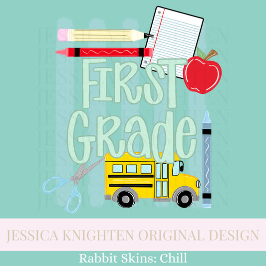 First Grade PNG Digital Design Trendy Kid Design Preppy Prep School End Beginning Pencil Stripe Boy Education First Day of Last Day Dude