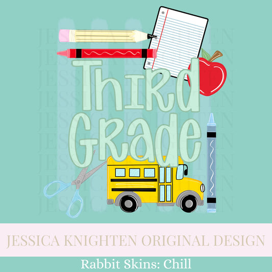Third Grade PNG Digital Design Trendy Kid Design Preppy Prep School End Beginning Pencil Guy Boy Education First Day of Last Day Dude