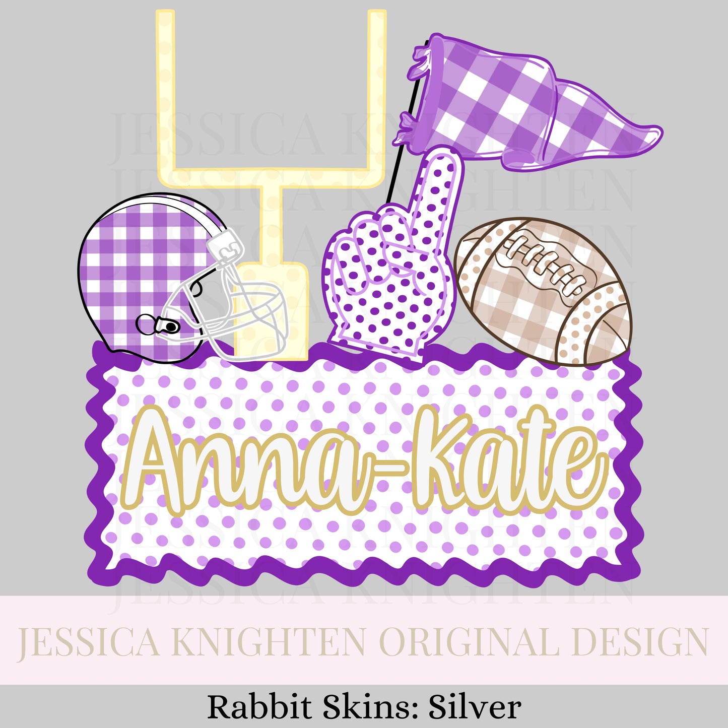 Name Block Football PNG Digital Design Trendy File Kid Design Children Prep Boys Plate Ric Rac Swiss Dot Back Season Best Seller Purple