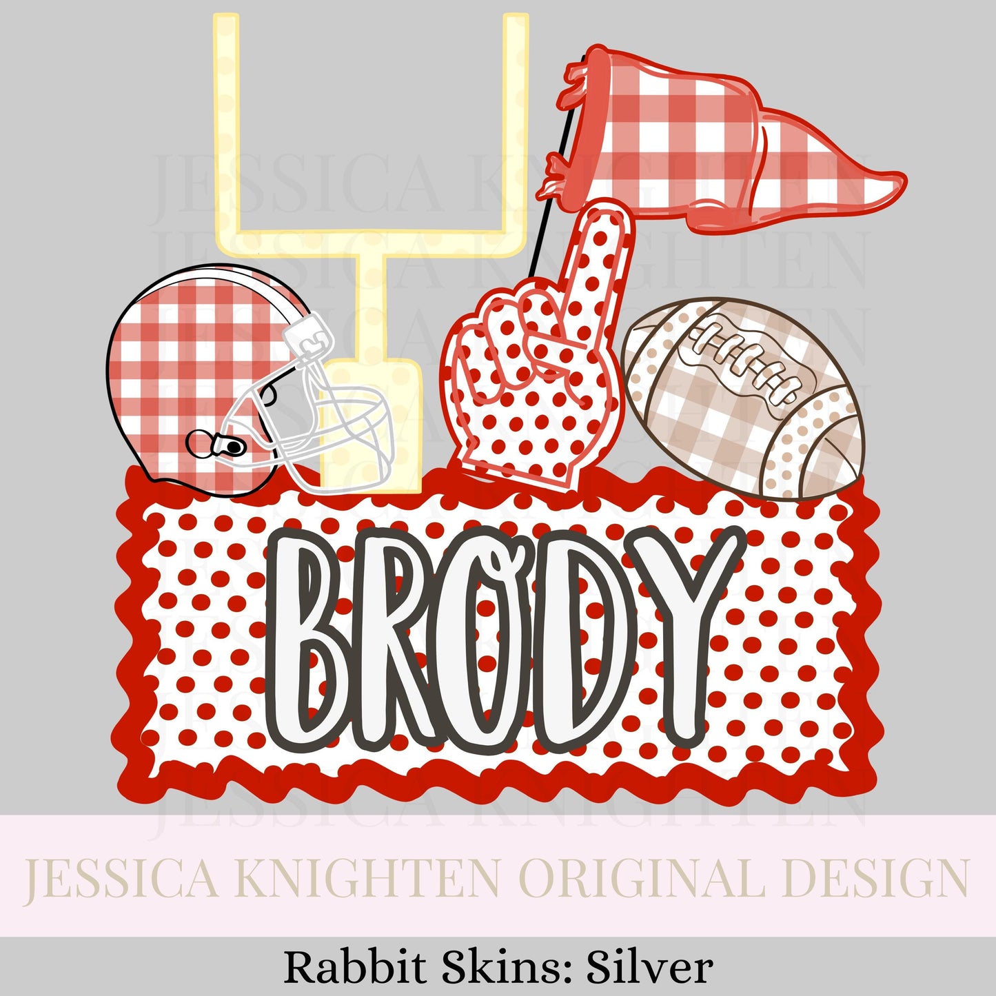 Name Block Football PNG Digital Design Trendy File Kid Design Children Prep Boys Plate Ric Rac Swiss Dot Back Season Best Seller Red