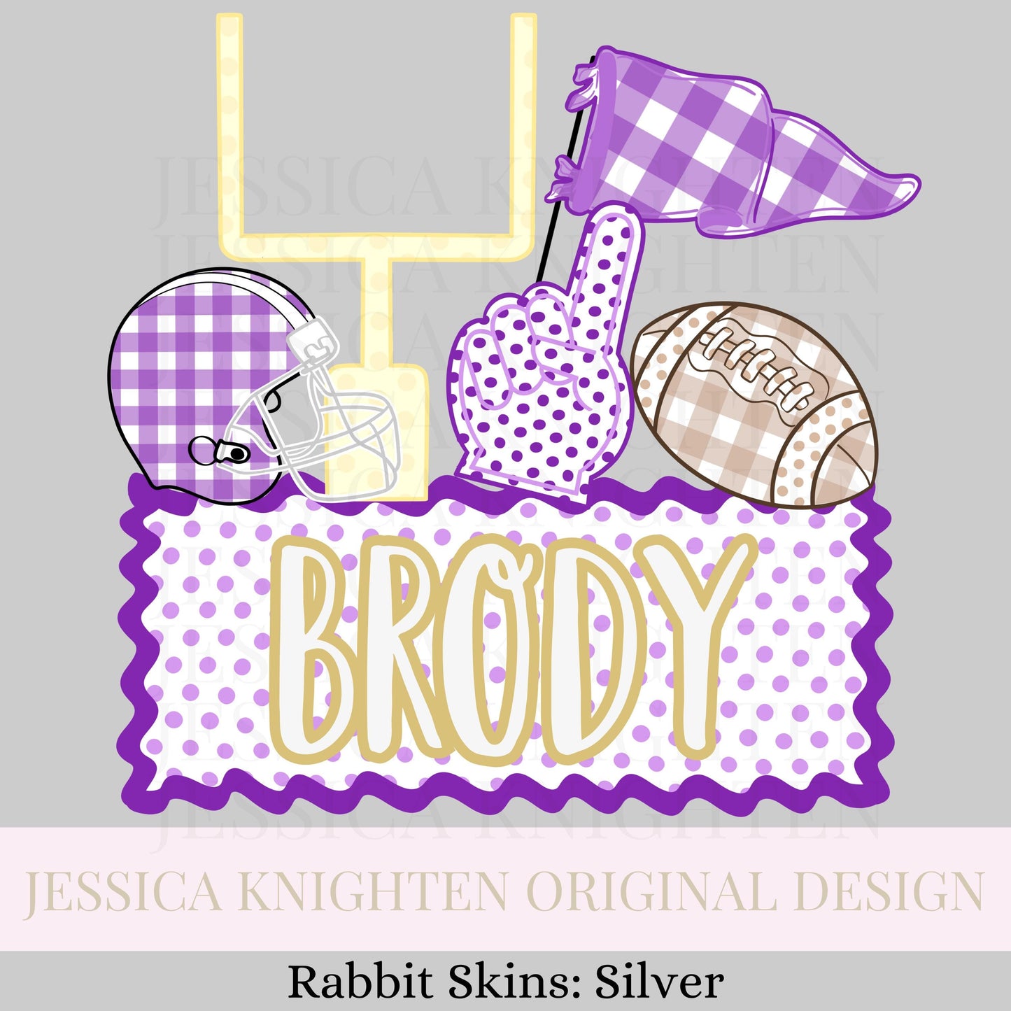Name Block Football PNG Digital Design Trendy File Kid Design Children Prep Boys Plate Ric Rac Swiss Dot Back Season Best Seller Purple